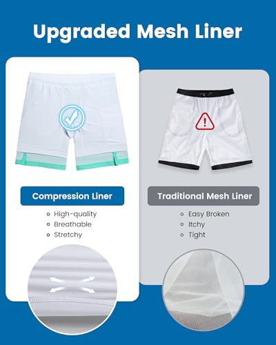 Image of maamgic Mens Swim Trunks with Compression Liner 7 Inch Inseam Mens Bathing Suit Quick Dry Swimming Trunks Swimsuit
