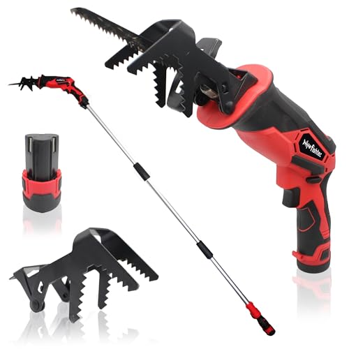 FISHTEC - Scie Sabre Électrique Sans Fil à Bras Télescopique 170 cm et Mâchoire de Serrage - 2 Modèles : Vert/Rouge (Scie sabre électrique rouge)