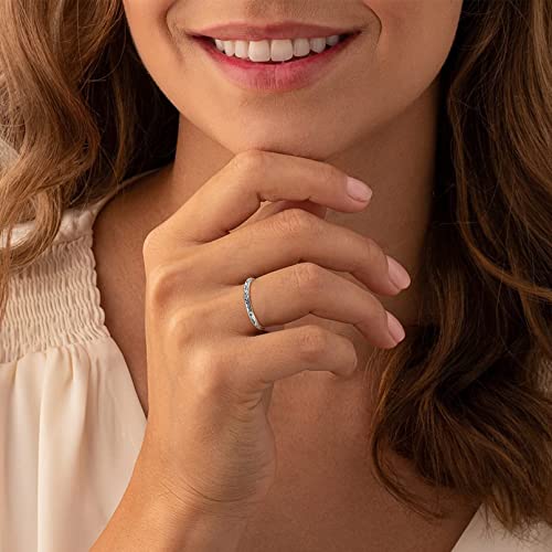 Chicsilver 925 Sterling Silver Ring 2Mm Retro Vine Stacking Rings Eternity Wedding Band For Women Size 10 #TOP1