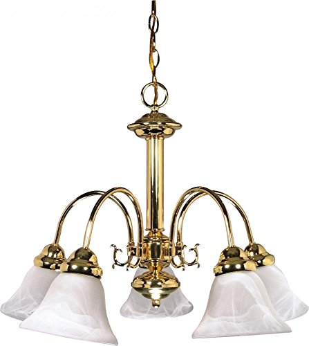 Nuvo 60/185 Five Light Chandelier, 24 In, Brass-Polished/Cast #TOP6