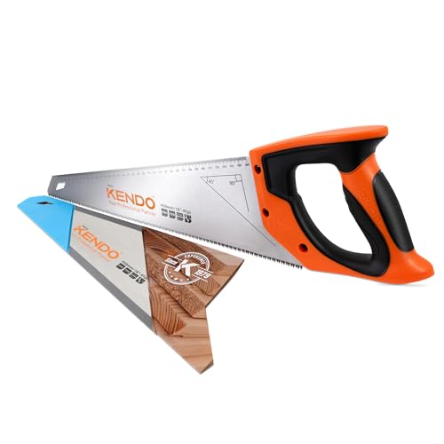 KENDO Fuchsschwanz Säge 450 mm – 9 Zähne/Zoll – Handsäge Holz – FastCut – mit ergonom. Bi-Materialgriffen – Holzsäge mit gehärteter, dreifach geschliffener Verzahnung