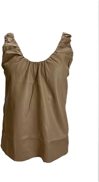 NANUSHKA Womens Leather Tank Top, Sandstone, S