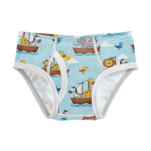 CHIFIGNO Cute Cartoon Animal Blue Briefs for Boys Breathable Cotton Underwear Toddler Boys Printed Briefs Underwear