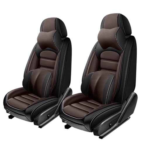 Image of 2 Seat Covers for Hyundai Santa Fe XL 2001-2024,Premium Nappa Leather Car Seat Covers Car Seat Cushions,Waterproof Soft Seat Covers for Cars,Interior Accessories with Airbag（Luxury-Black&Coffee）
