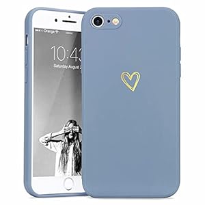 Wirvyuer Compatible with iPhone SE Case 2022/2020, iPhone 8 iPhone 7 Phone Case for Women Girls Silky Soft Protective Shockproof Silicone Phone Case with Cute Heart Pattern Design, Blue