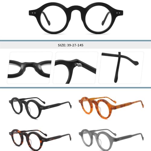 Lunettes rondes en acétate à rivets monture robuste et décontractée unisexe