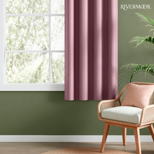 Image of Rivermoor 5 Feet Blackout Curtains Set of 1 | Solid Window Curtain for Living Room & Bedroom | Dusty Rose | 80% Room Darkening | 250 GSM | Acrylic Eyelet | 114 x 152 cm