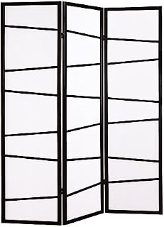 Roundhill Furniture 3-Panel Screen Room Divider, Black