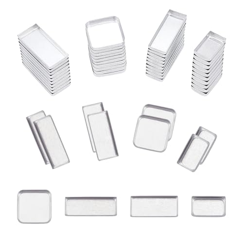 NICENEEDED 80 Pieza de Bandeja Vacía de Aluminio para Sombras de Ojos, Paleta Rectangular de Metal, Organizador de Cosméticos, Rubor, Lápiz Labial, Contenedor Cuadrado Rellenable