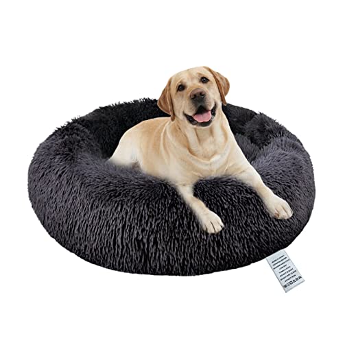 Moistu Large Dog Bed Donut Washable, 20cm Extra Thick Padded Base Plush Calming Bed Round Cat Cushion