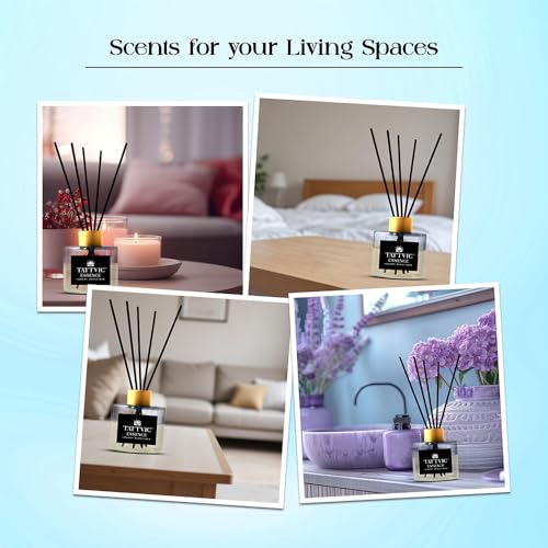 Image of Chamomile Reed Diffuser Set by Tattvic Essence | 6 Fiber Reed Sticks Free | Stress Relief & Aromatherapy | Long-Lasting, Smoke-Free Air Freshener for Bedroom & Bathroom| Ideal for Gifting | 120ml
