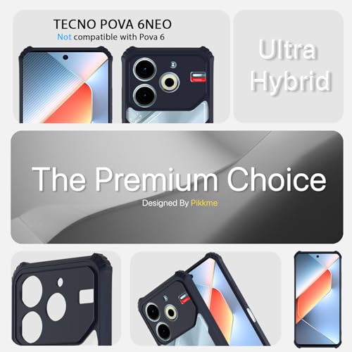 Image of Pikkme Crystal Clear Transparent Back | Ultra Hyrbid | Full Camera Protection | Raised Edge | Bumper Back Case for Tecno Pova 6 Neo (Blue)