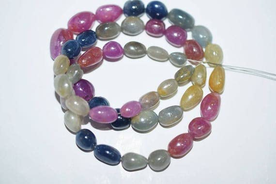 Multi sapphire perles de pierre gemme ovale lisse 17 pouces pour joaillerie