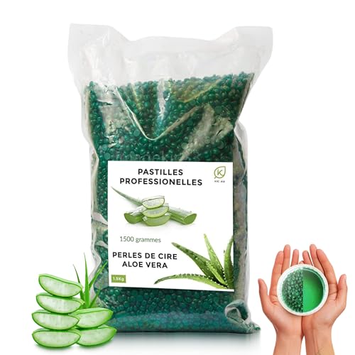 Perle de Cire Aloé-véra 1kg+500g Wax Bille de chauffe cire-professionnelle-sans bandes et appareil poils-Femme et Homme pour le corps...