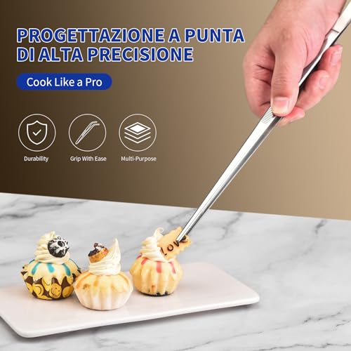 Pinze da cucina, MILLION SOURCE 30cm Pinza da Chef professionali di Alta Precisione, Pinza per Spaghetti, Facile da impugnare, Adatto per Cucina, Barbecue, Ristorante,carne, dolci, insalate e toast - immagine 6