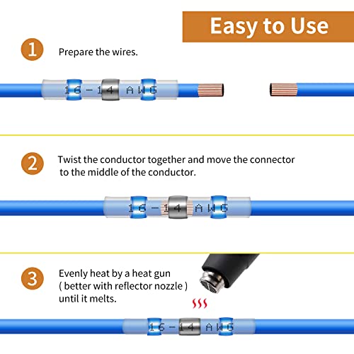 image for Qizpcer 110 Pcs Heat Shrink Wire Connectors, Solder Seal Butt Connecto