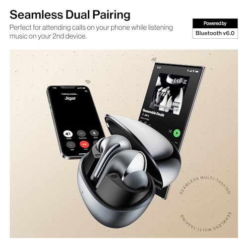 Image of Number Navo Buds X3 w / 50H Playtime, Dual Pairing, 13mm Speakers, ENC, 45ms Low Latency Bluetooth (Cyber Grey)