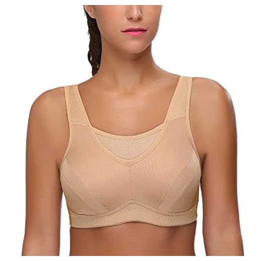 Wingslove Damen Sport BH ohne Bügel Nicht Gepolstert High Impact Bustier Halt Joggen BH (Nude,105G)