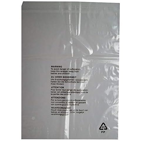 100 Pack - 15" x 20" Clear Polythene Plastic Clothing Garment Bags for T-Shirts Display Cover