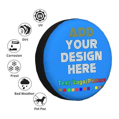Image of Custom Spare Tire Cover, Personalized Text Image Waterproof Dust-Proof Universal Wheel Covers Protectors Fits Tire for Trailer RV SUV Truck Camper, DodgerBlue