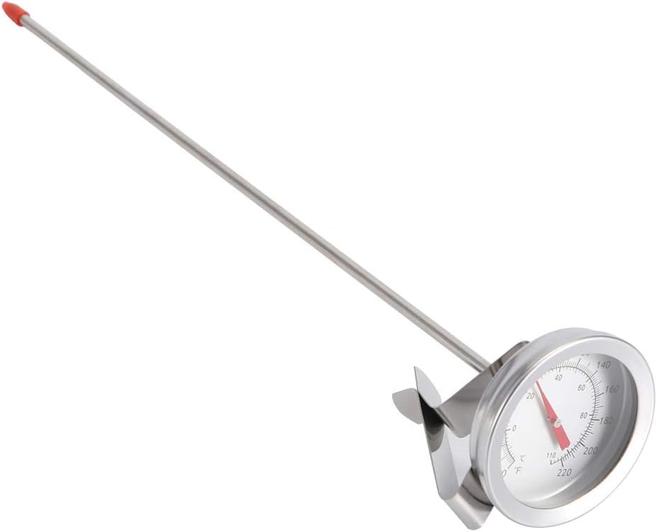 12inch Probe, Kettle Clip on Dial Thermometer Home Brew Wine Beer Thermometers with Large Face Design, for Cooking, Boiling