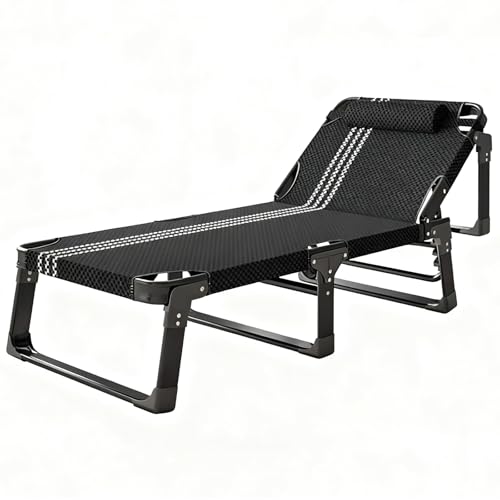 Cama de Viaje con Colchón para Adultos, Cuna Plegable con Estructura de Metal, Capacidad Máxima de 272 Kg, Cuna Portátil para Acampar con Almohada, Cama de 68 Cm de Ancho para Acampar