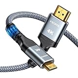 Highwings Mini HDMI to HDMI Cable 1FT, High Speed 4K60Hz HDMI to Mini HDMI Male Bi-Directional 2.0 Cord, for HDTV, Tablet, Camera and Camcorder [Aluminum Shell, Nylon Braided]