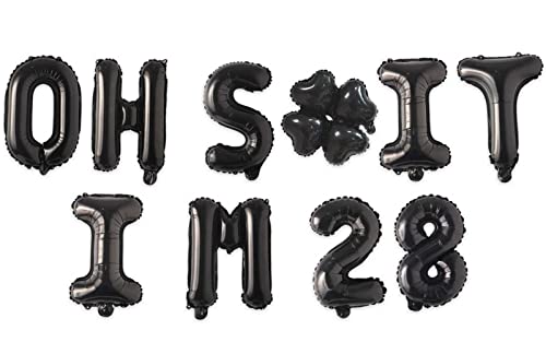 Image of Oh I'm 28! Latex Balloons 16 Inch Black Hallo Twenty Eight Cheers to 28 Years Old Theme Decor for Man Woman Happy 28th Birthday Party Photo Studio Prop Flag Decorations Favors Supplies