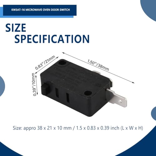 2PCS KW3AT-16 Interrupteur de porte micro-ondes, pièce de remplacement de l'interrupteur de porte Micro-ondes 16A 125VAC Modèle normalement ouvert SZM-V16-FD-63 SZM-V16-FA-63 3B73362F PS3522738
