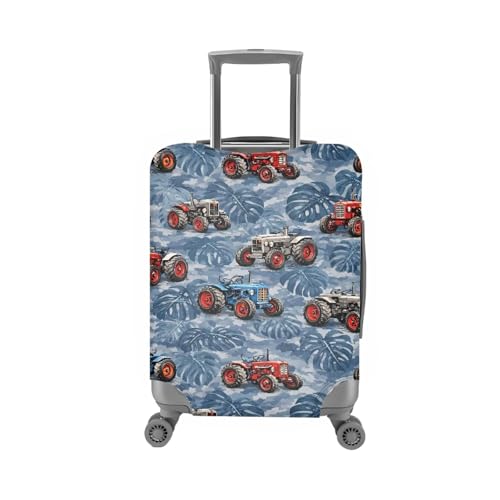 Image of Coloranimal Palm Leaf Tractor Luggage Covers Washable Travel Luggage Covers Fashion Suitcase Covers Spandex Suitcase Protector Fits 22-24 Inch Luggage for Adult