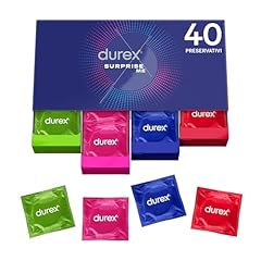 Durex Surprise Me Kit di Preservativi Assortiti, Sottili con Rilievi e Nervature, 40 Profilattici