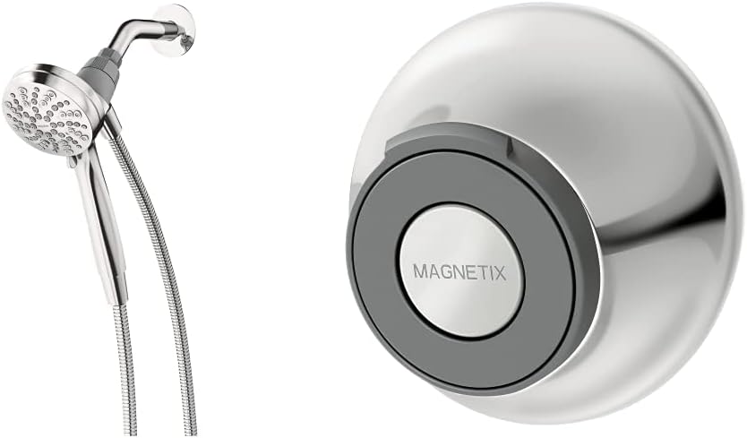 Moen 26100EP Engage Magnetix 3.5-Inch Six-Function Handheld Showerhead with 186117 Magnetix Remote Dock, Chrome