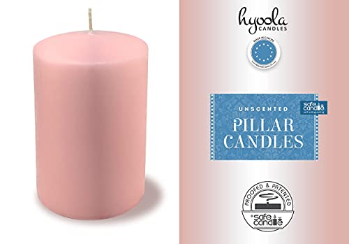 Hyoola Light Pink Pillar Candles 3X6 Inch - 6 Pack Unscented Pillar Candles Bulk - European Made #TOP4
