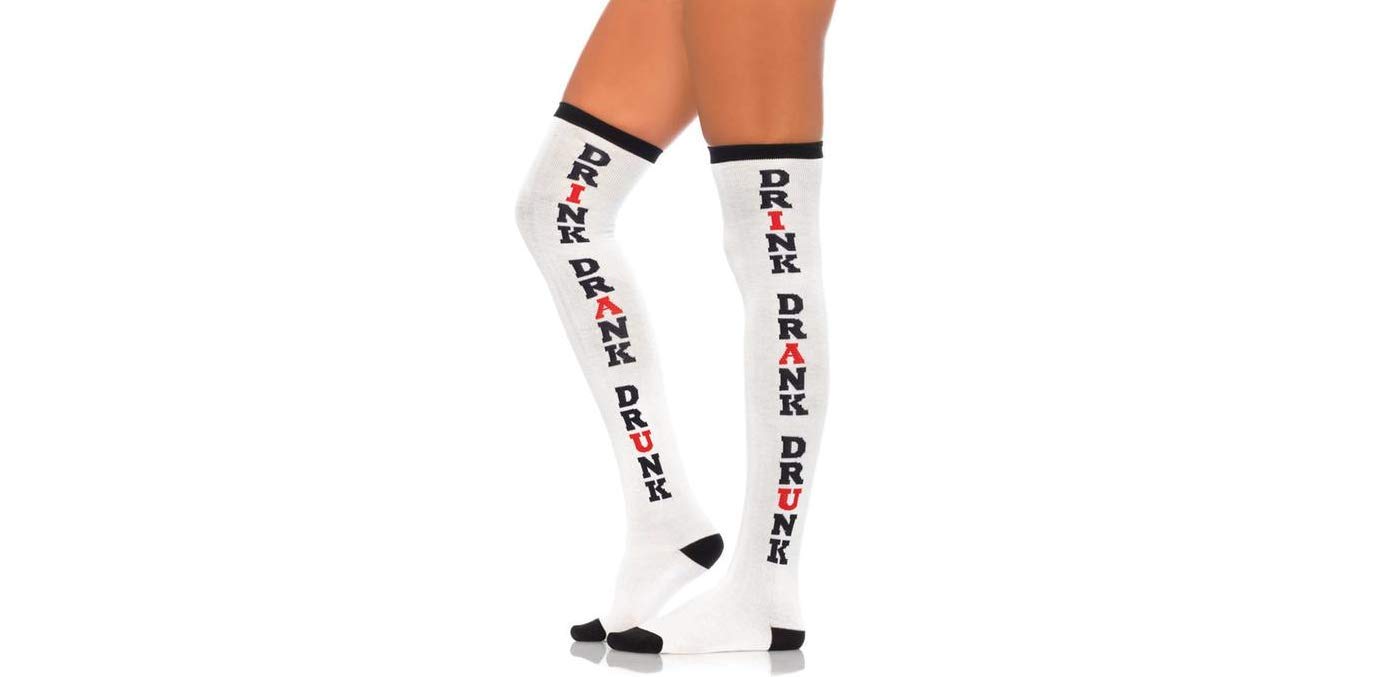 Vinsani® Knee High Drink Drank Drunk Print Comfortable Stocking Athletic Socks for Home, Running,Football,Soccer