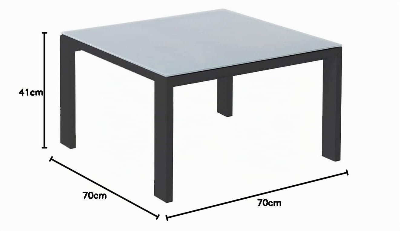 LOLAhome Mesa Exterior de Centro Thais Aluminio Grafito 70x70x41 cm | Ligera y reistente. Pintura expoxi anticorrosión. Diseño elegante.