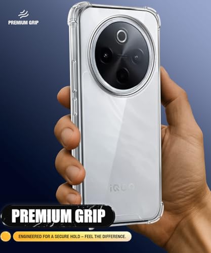 Image of WOW IMAGINE Ultra-Hybrid Crystal Clear Back Case for iQOO Z10 5G | Vivo T4 5G | Shockproof Design | Camera Protection Bump | Hard Clear Mobile Back Cover with Cushioned Edges - Transparent