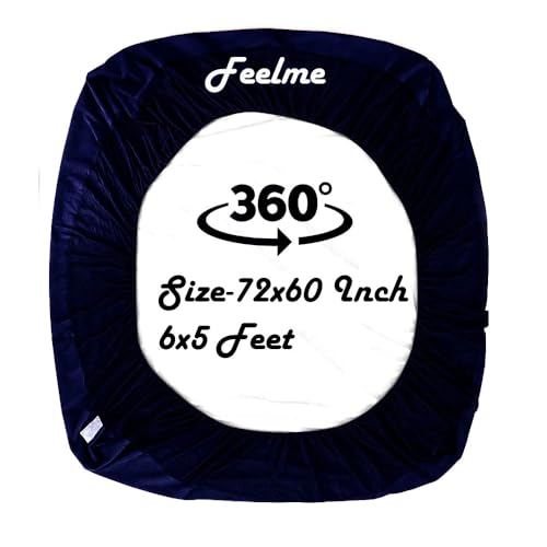 Image of Feelme Waterproof Mattress Cover for Queen Size Bed 72x60 Mattress Protector Queen Size Bed (72x60 Inch / 6x5 feet) Blue