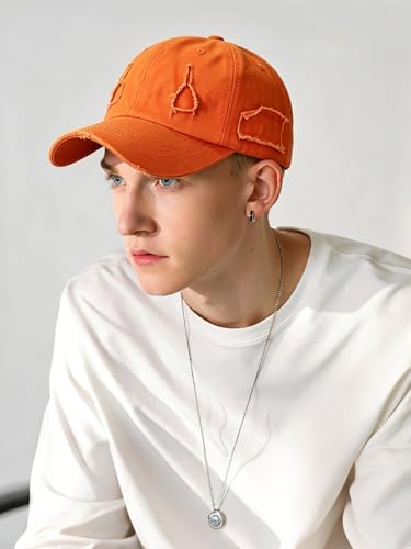 Image of Unisex Ripped Distressed Denim Ring Baseball Cap Hip Hop Vintage Dad Hat Adjustable