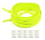 cordones zapatillas fluorescentes  cordones platos elásticas, 90cm, sin nudos, cordones de bloqueo (neon amarillo)