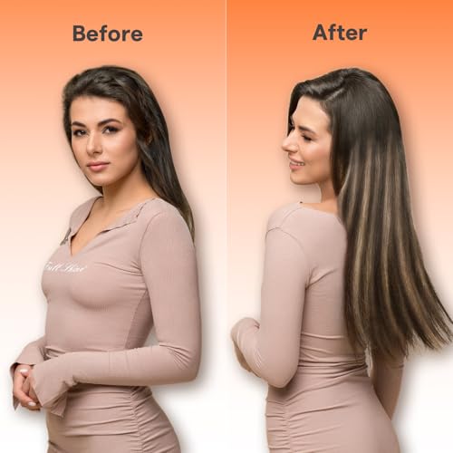 Image of Full Shine Butterfly Weft Hair Extensions 24 Inch 100G Dark Brown Hair Weft | Genius Weft Human Hair, Double Side Hole Weft Extensions, Micro Beads, Color Dark Brown To Light Brown Mix, Event Styling