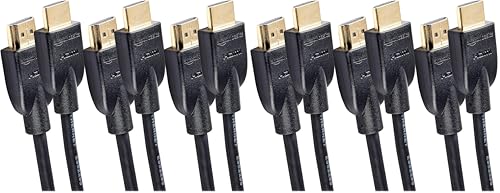 Image of Amazon Basics High-Speed 4K HDMI 2.0 Cable, 6-Pack, 10ft, 4K@60Hz, 18Gbps, 2160p, 48 bit, Compatible with TV /PS5 /Xbox /Roku /Blu-ray, Ethernet, Black