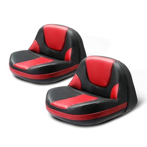 PEXMOR Boat Seats, Fishing Boat Seat, Waterproof Captain Seat Low Back Casting Bass Seats for Boats, Thick Soft Cushion Butt Seat, 2 Packs (Red&Black)