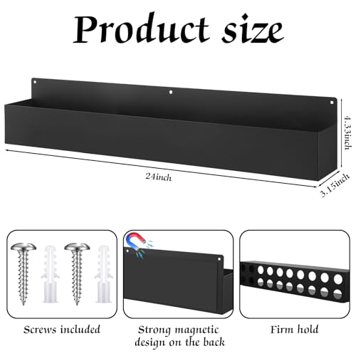 Gisafai 2 Pcs Magnetic Aerosol Spray Can Holder Heavy Duty Magnet Toolbox Bottle Holder Easy Install Spray Can Organizer Wall Mounted Bottle Rack for Garage(24.02 x 3.15 x 4.33 Inch,Black) by Gisafai - Image 2