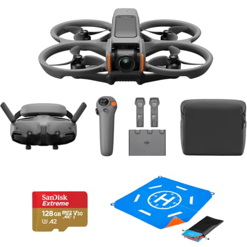 DJI Avata 2 Fly More Combo (3 Batteries) FPV Drone with Camera 4K, One-Push Acrobatics, Propeller...