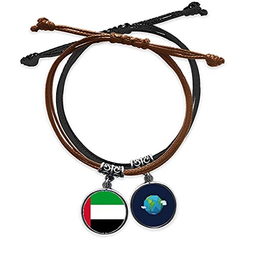 Pulsera de cuero de Emiratos Árabes Unidos con acabado artesanal y patrón de Asia