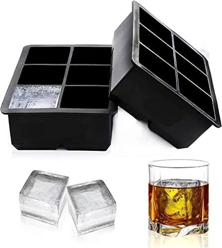 Image of Ice Cube Trays Premium Imported Ice Ball Maker | Silicone 6 Cavity Easy Release 6Cm Round Whiskey Mould with Lid & Funnel for Cocktail & Bourbon - (Color-Black, Weight-300Grams)