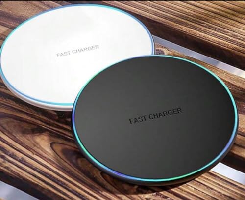 White 50W Wireless Charger for iPhone & Galaxy with Cable