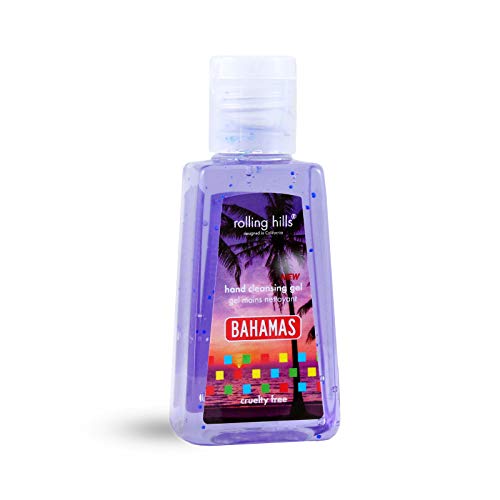 Rolling Hills - Gel antibacteriano -Gel de mano hidroalcohólico - Mini gel antibacteriano con fórmula suavizante - Lentejuelas coloreadas - Solución hidroalcohólica de perfume Bahamas de bolsillo - 30 ml