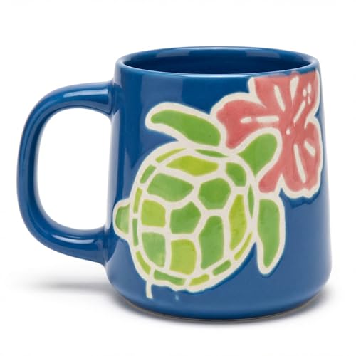 Taza artesanal Cape Shore 16oz diseño tortuga y flor miniatura 1