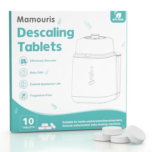Image of Mamouris Descaling Tablets: Ideal for Baby Brezza, Momcozy Baby Bottle Washer Remove Milk & Limescale, Fragrance Free, 10 Count